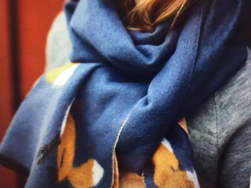 Luxury pashmina blue soft fox print reversible