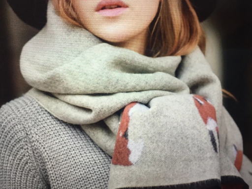 Luxury pashmina grey soft fox print reversible