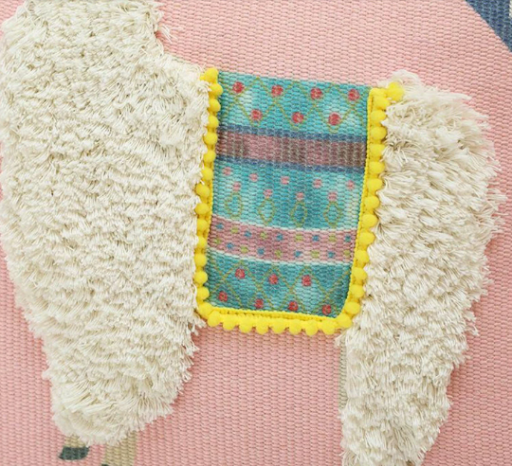 Luxury pink alpaca cushion /pillow cover with Pom Pom