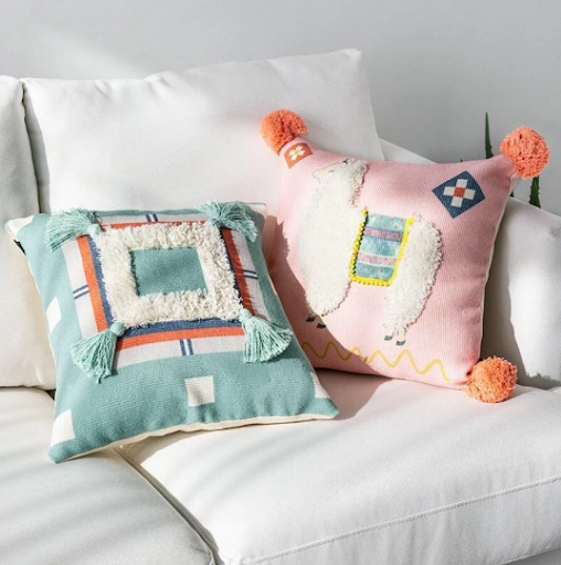 Luxury green / aqua Moroccan style cushion /pillow cover with Tassels