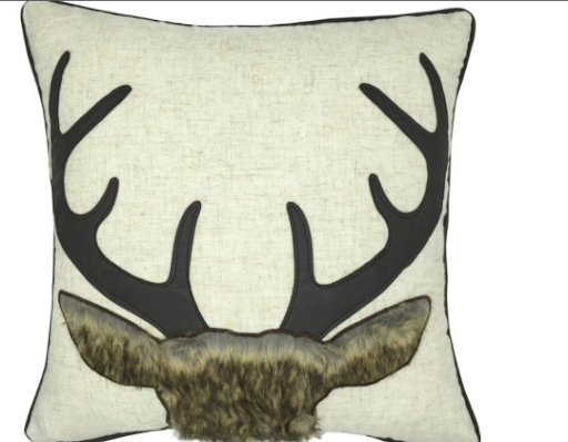 Luxury deer pillow/cushion cover linen embroidered with fleece , next day shipping